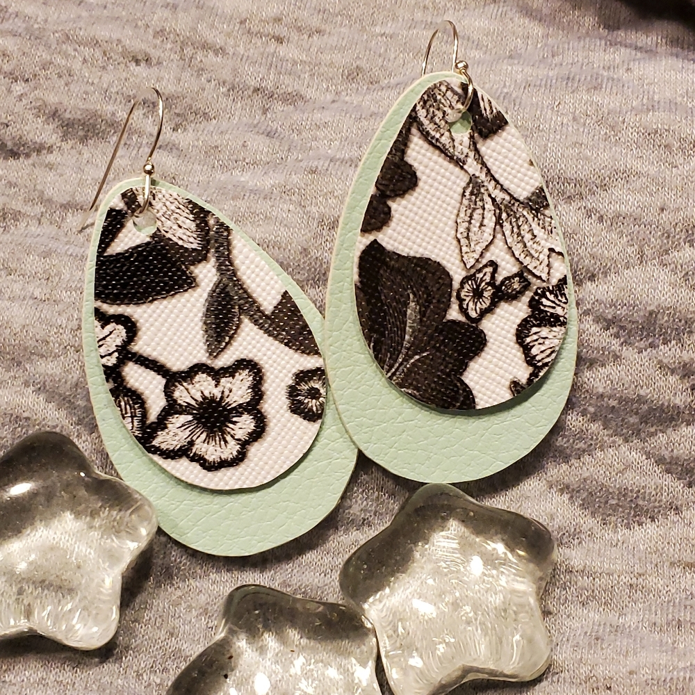 HANDMADE Awesome Layered faux leather earrings!!!